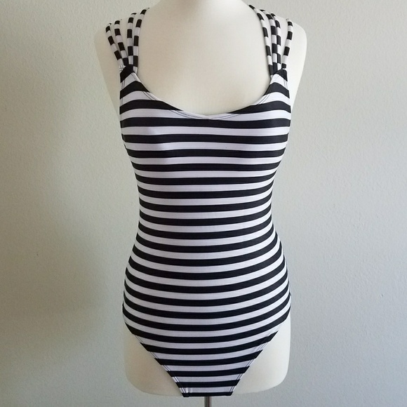 Nautical Cross Back Mono Stripe Swimsuit - Picture 3 of 4
